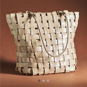Anthropologie Woven Faux Leather Tote, NWT